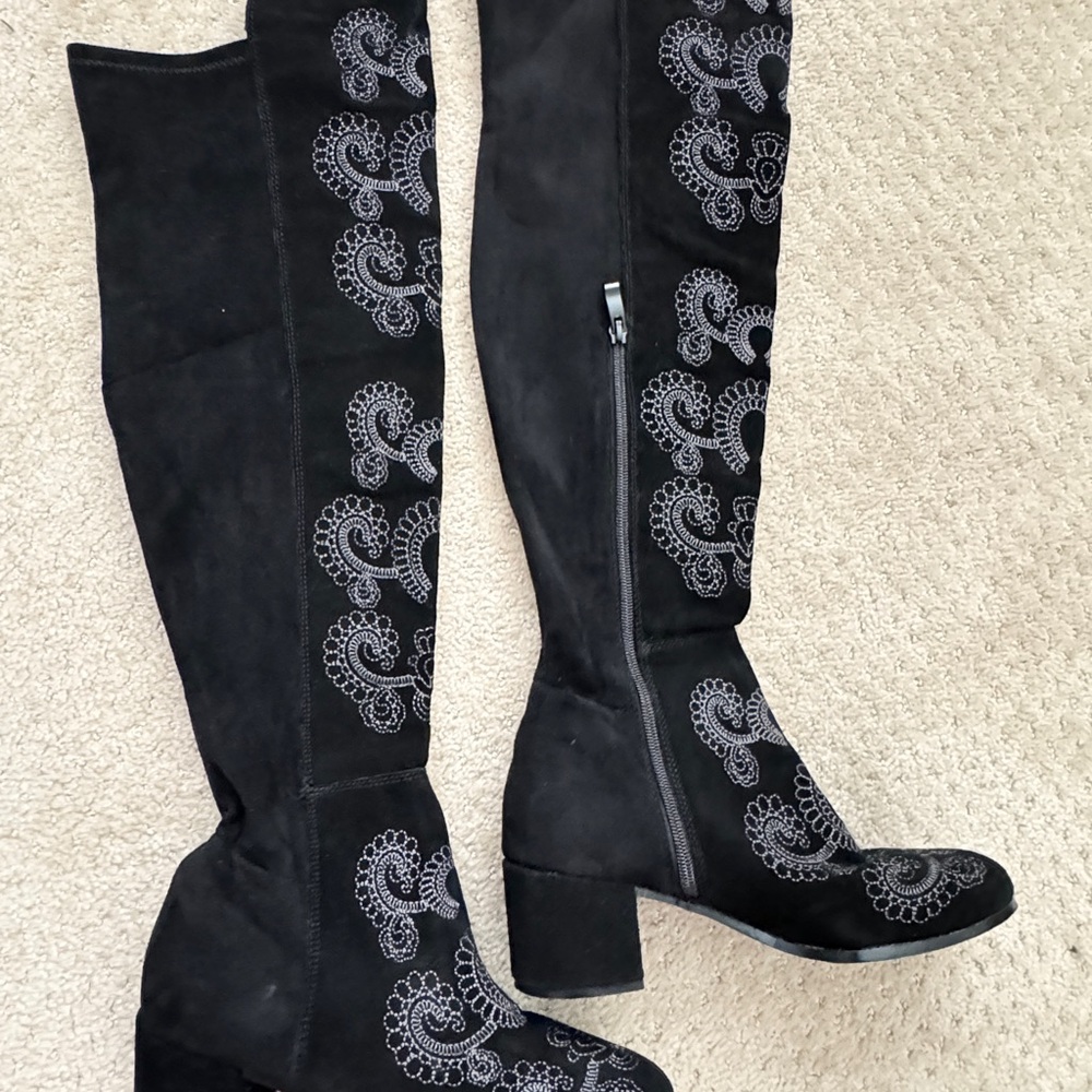 SBICCA CHENOA Black Over The Knee Boots Embroidery Leather Boots (Size 8) - Picture 12 of 12